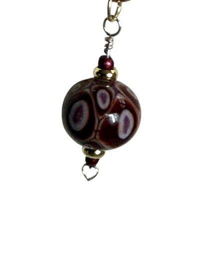 #237-Japanese Seed Bead Necklace with Lampwork Focal Bead-Mixed Metals
