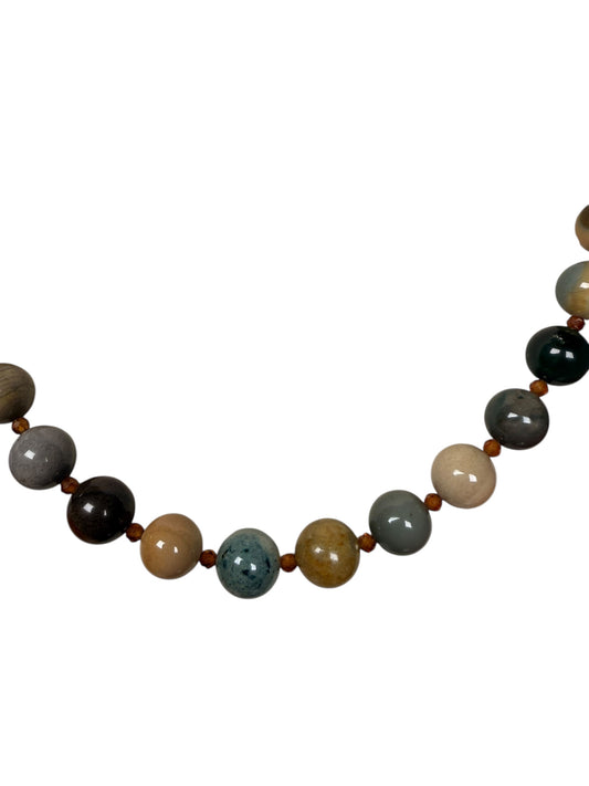 #158-Alishan Agate & Hessonite Garnet with SS Infinity Clasp