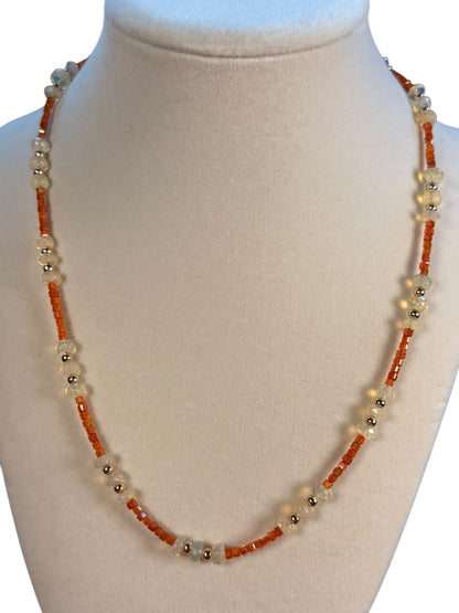 #162a-Ethiopian Opal, Hematite, Czech Beads & GF Clasp