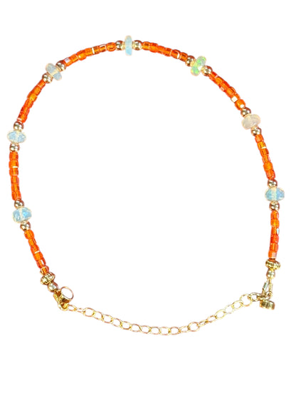 #162b-Ethiopian Opal, Hematite, Czech Beads & GF Magnetic Clasp