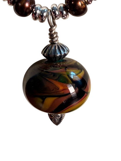 #238-Miyuki and Czech Seed Beads with Lampwork Focal Bead