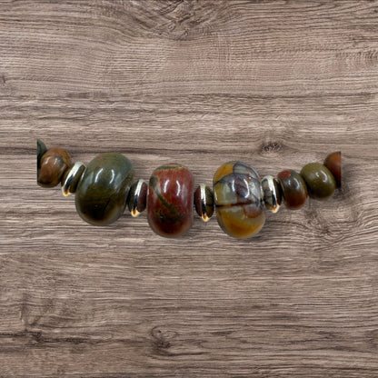 #224-Jasper, Seed Beads, SP Findings & Clasp