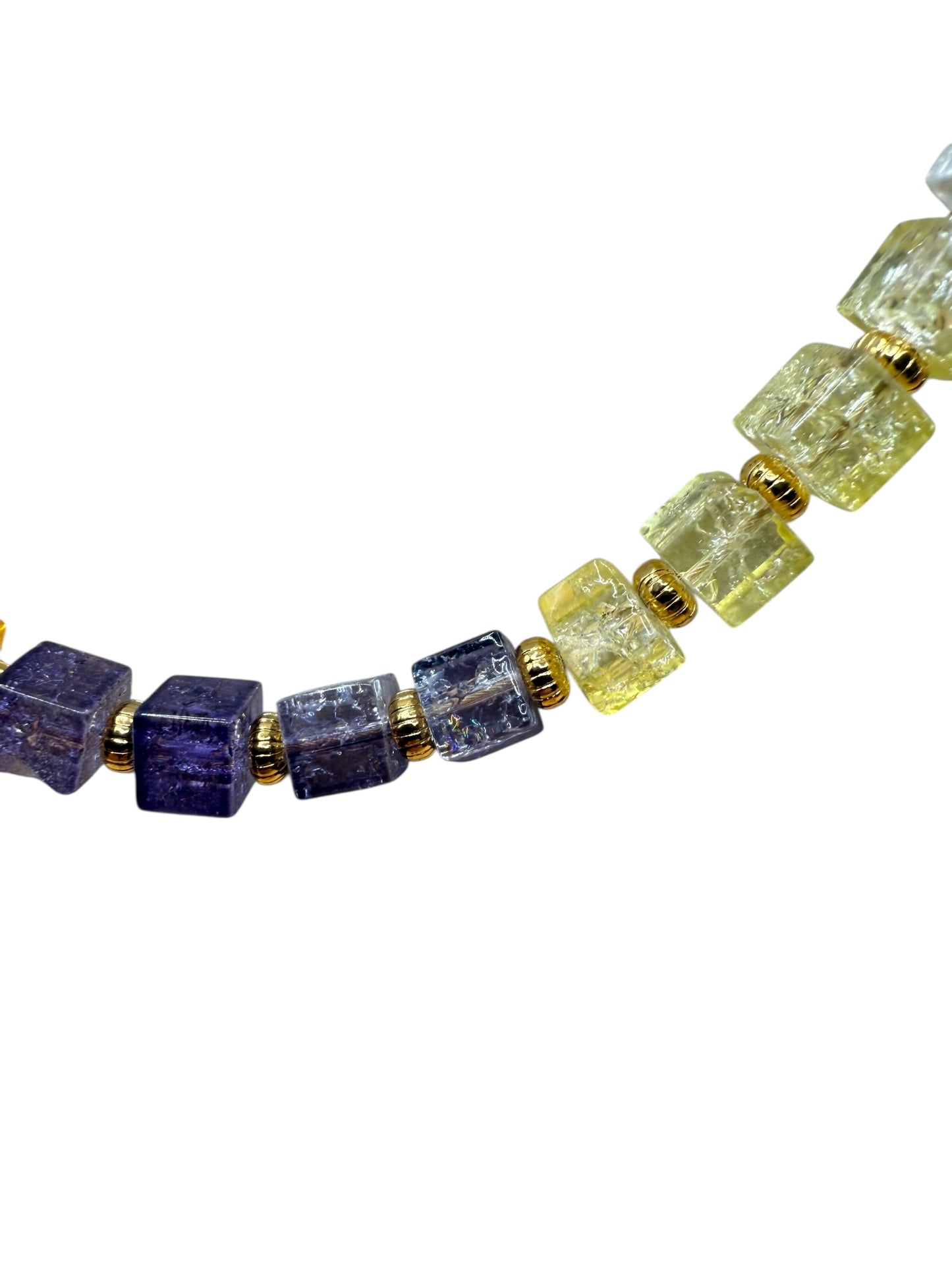 #226-Crackle Cube Glass Beads, GF Clasp & Findings