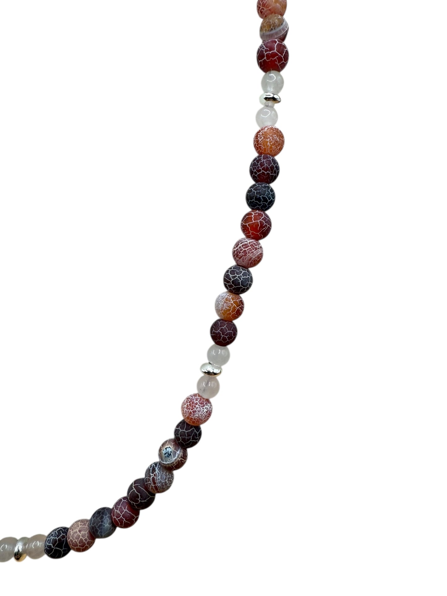 #129-Red Fire Agate (cracked), Rose Quartz, SS Findings