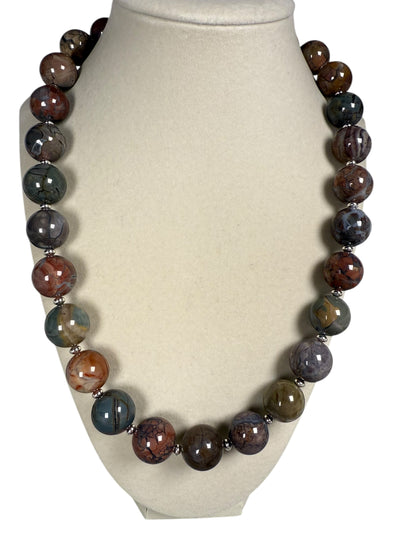 #141-Alishan Agate Necklace with SS Clasp