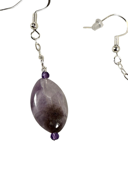 #145-Amethyst Oval Earrings on SS