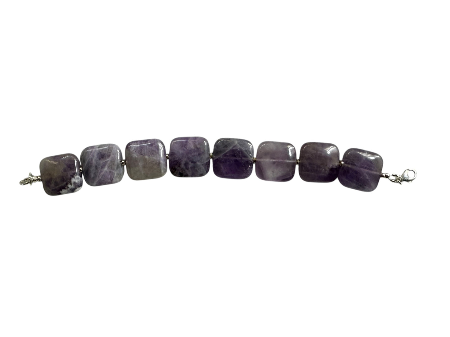 #148- Chunky Amethyst Bracelet with SS Beads & Clasp