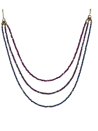 #151-Genuine Ruby & Sapphire Necklace with GF Findings