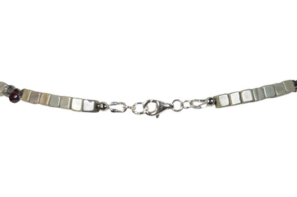 #154-Silver Leaf Jasper, Garnet, SS Clasp