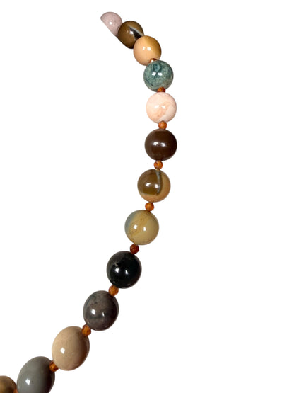 #158-Alishan Agate & Hessonite Garnet with SS Infinity Clasp
