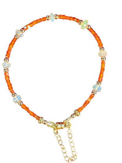 #162b-Ethiopian Opal, Hematite, Czech Beads & GF Magnetic Clasp