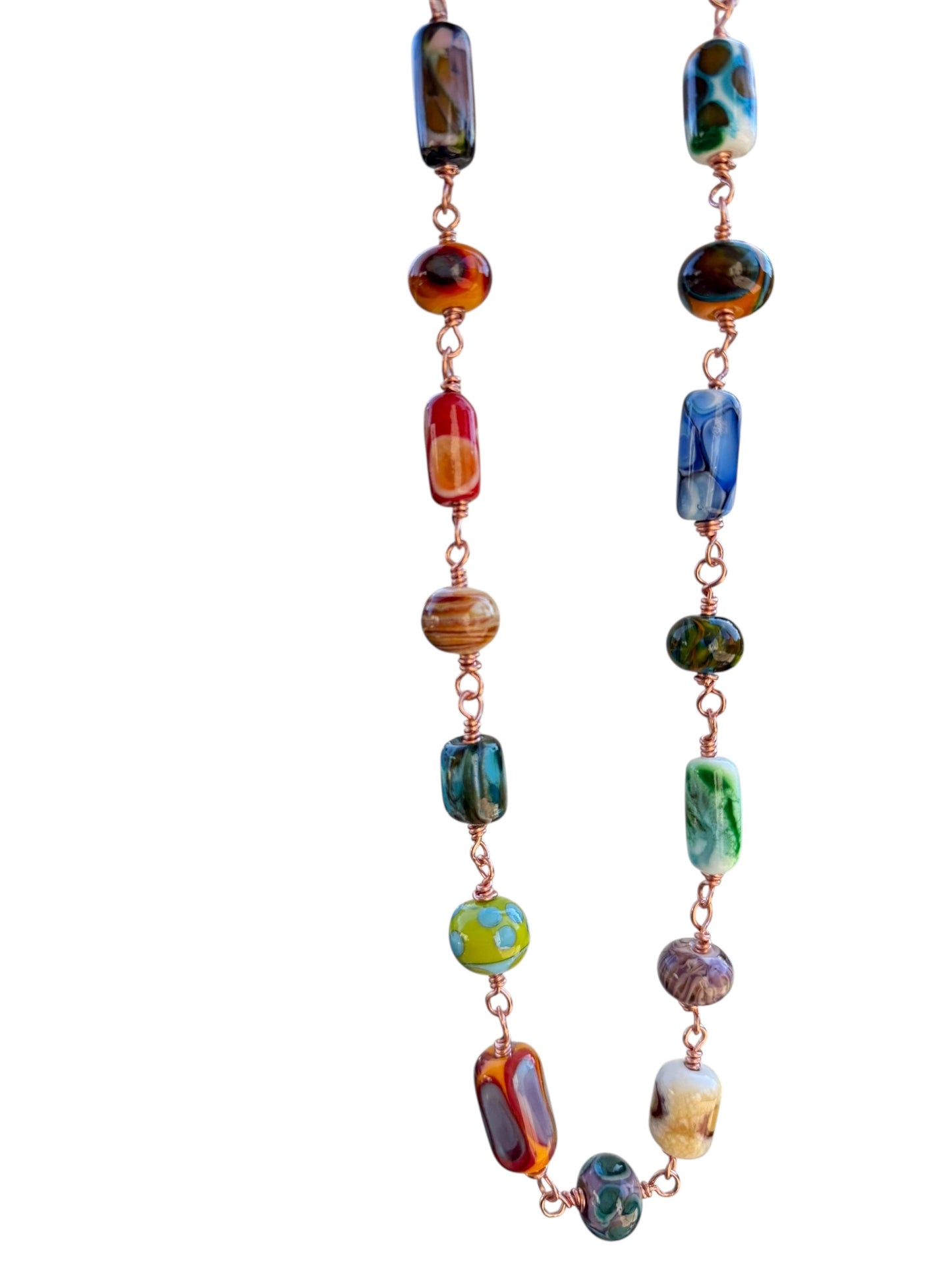 Lampworked beads on copper