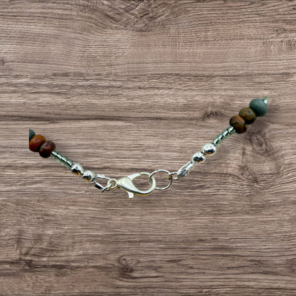 #224-Jasper, Seed Beads, SP Findings & Clasp