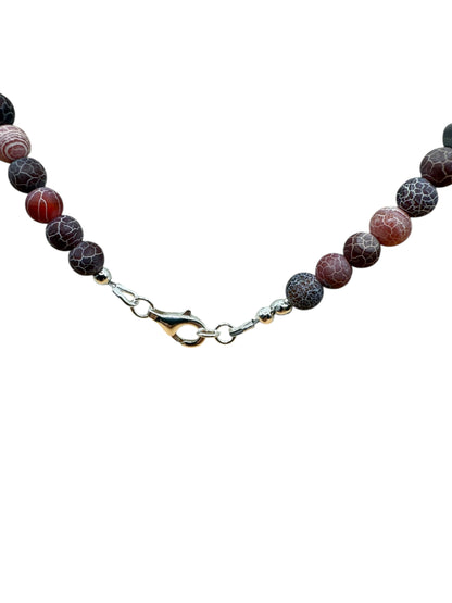 #129-Red Fire Agate (cracked), Rose Quartz, SS Findings