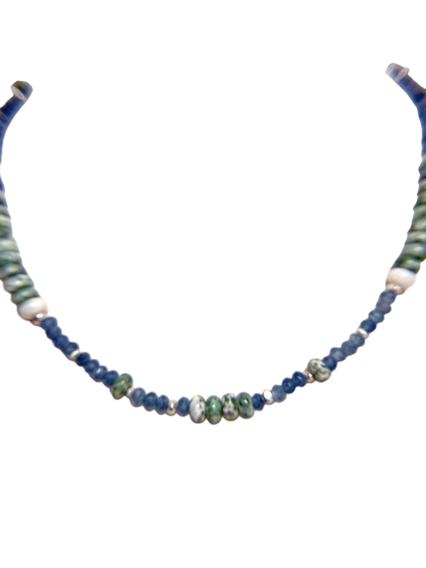 #135-Moss Agate, Dyed Jade, SS Clasp, Findings & extender Chain