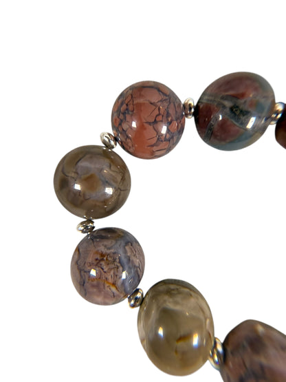 #141-Alishan Agate Necklace with SS Clasp
