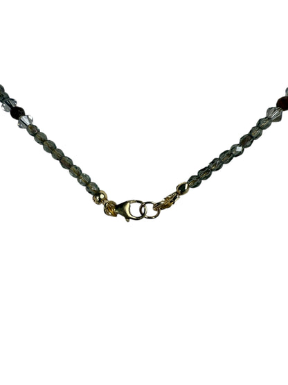 #146-Jasper, Australian Crystal, and Hessonite Garnet Necklace with SS Findings