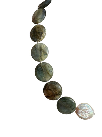 #149-Labradorite, Rhodonite, & Coin Pearls with SS Beads & Findings