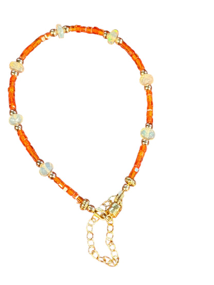 #162b-Ethiopian Opal, Hematite, Czech Beads & GF Magnetic Clasp