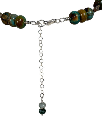 #143-Turquoise & Spiny Oyster Necklace with Jasper & SS Clasp & Findings