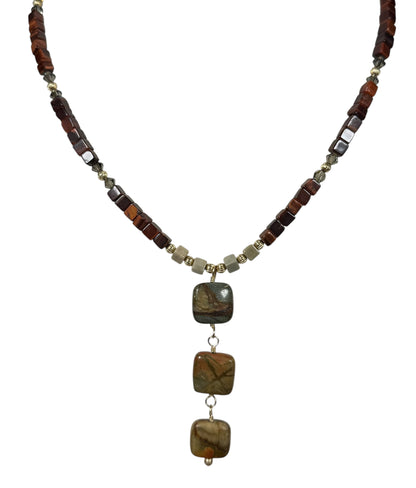 #155-Silver Leaf Jasper, Red Tiger’s Eye with GF Findings