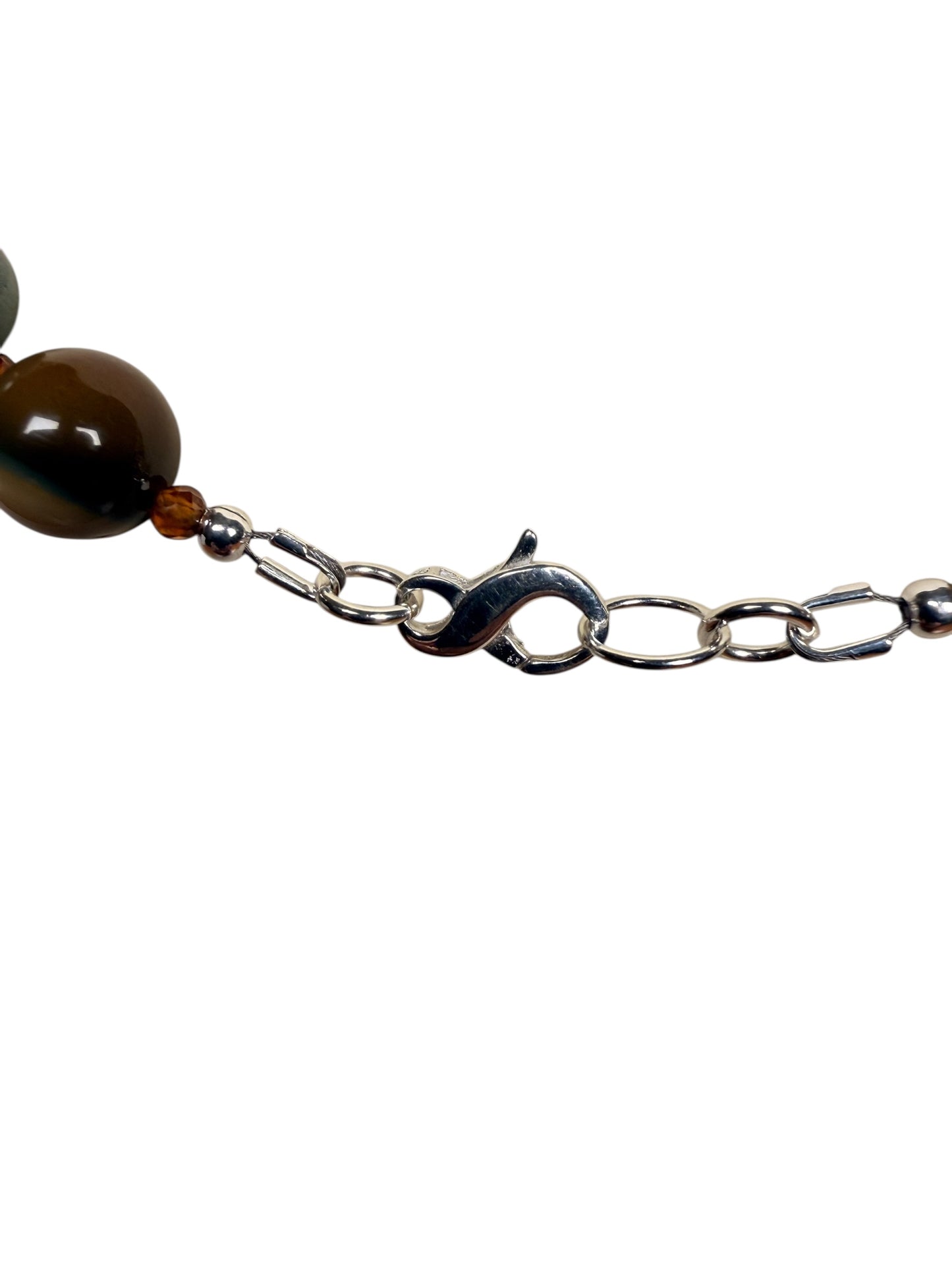 #158-Alishan Agate & Hessonite Garnet with SS Infinity Clasp