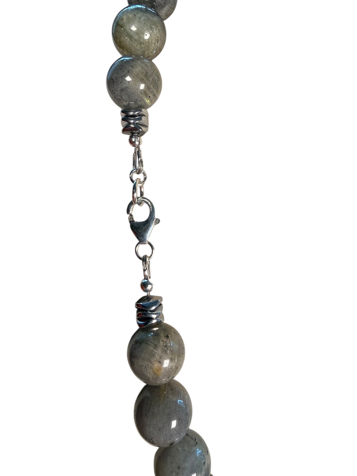 #161-Labradorite with Hematite Wavy Spacer Beads & SS Clasp